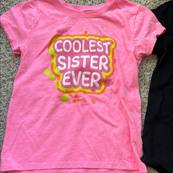 The Children's Place Pink and Black Sister Kids T-Shirts size small (5/6) - Picture 2 of 5